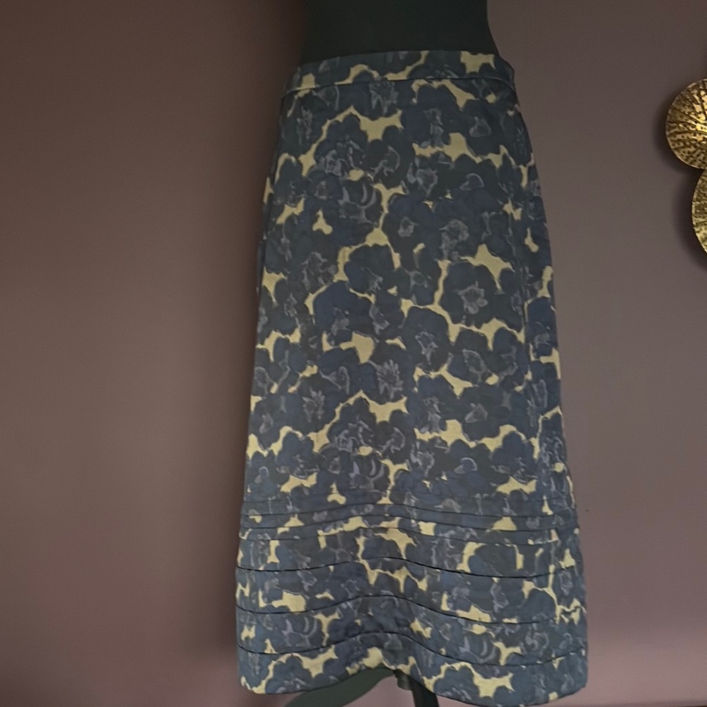 Floral Blue and Golden Tan Skirt by Banana Republic, 4